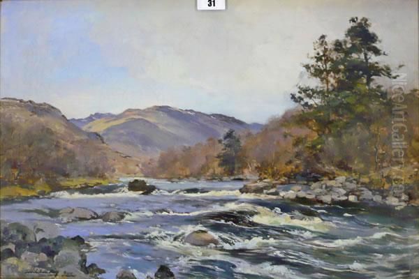 'a Highland River'. Oil Painting by Archibald Kay