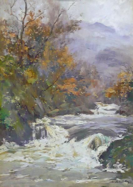 'a Highland River'. Oil Painting by Archibald Kay