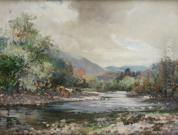 Summertime On The River Leny At Callander Oil Painting by Archibald Kay