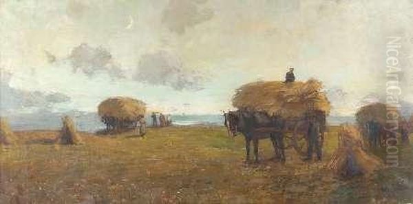 Harvest By The Sea Oil Painting by Archibald Kay