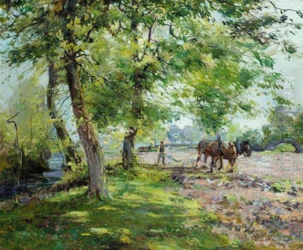 Ploughing Oil Painting by Archibald Kay