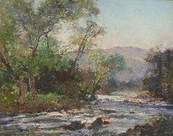 Evening On The River Leny, Ben Ledi In The Distance Oil Painting by Archibald Kay