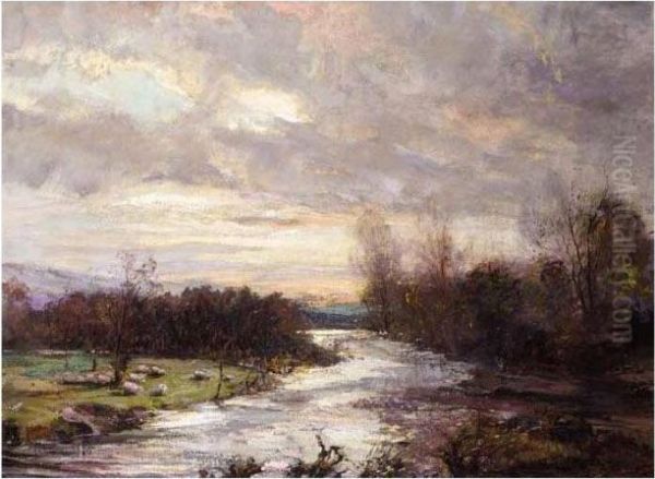 Autumn Sunset Oil Painting by Archibald Kay