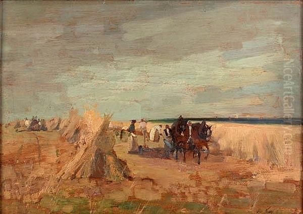 Harvesting (probably At Crail) Oil Painting by Archibald Kay