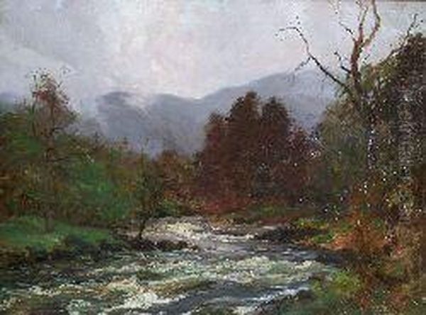 A Highland River In Spate Oil Painting by Archibald Kay