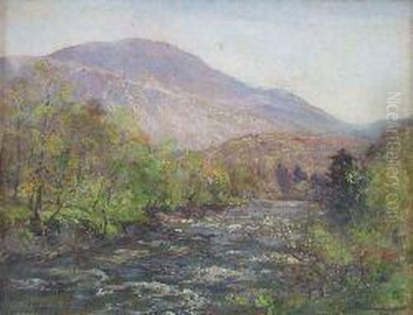 A Highland River - White Water Oil Painting by Archibald Kay