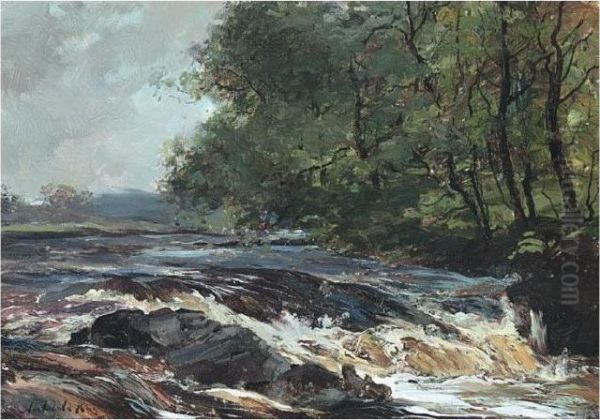 The Falls Of Dochart, Killin, Perthshire Oil Painting by Archibald Kay