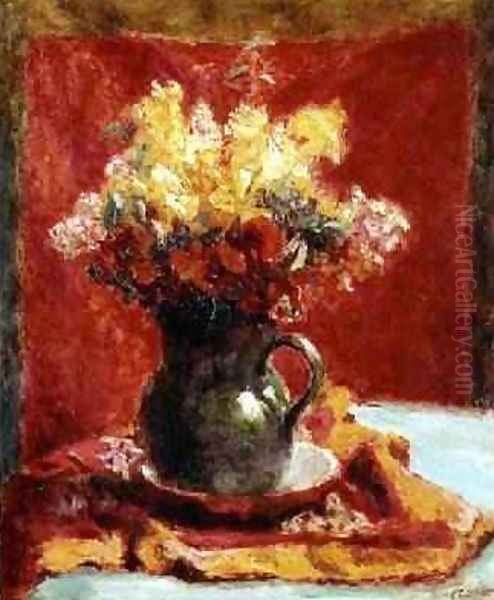 Green Jug with Flowers Oil Painting by Roderic O'Conor