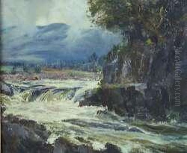 A Highland River In Spate Oil Painting by Archibald Kay