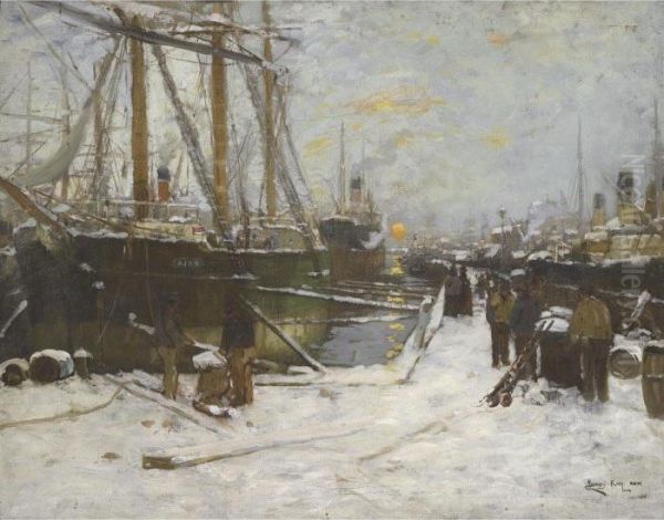 In Winter, River Clyde Oil Painting by James Kay