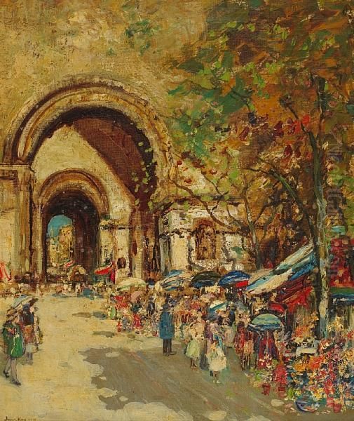 Street Market Oil Painting by James Kay