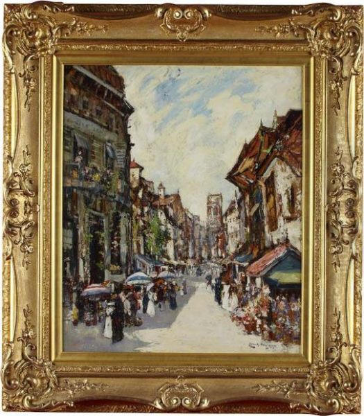 Street Scene Exeter Oil Painting by James Kay