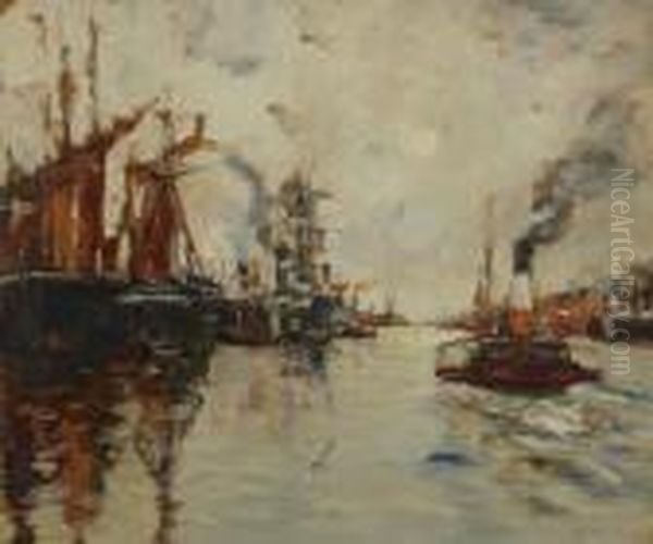 Shipping On The Clyde Oil Painting by James Kay