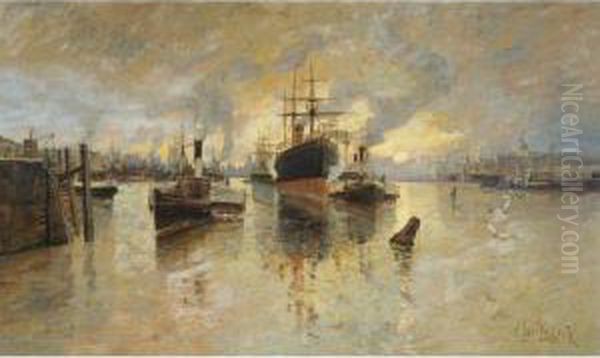 Glasgow Harbour Oil Painting by James Kay