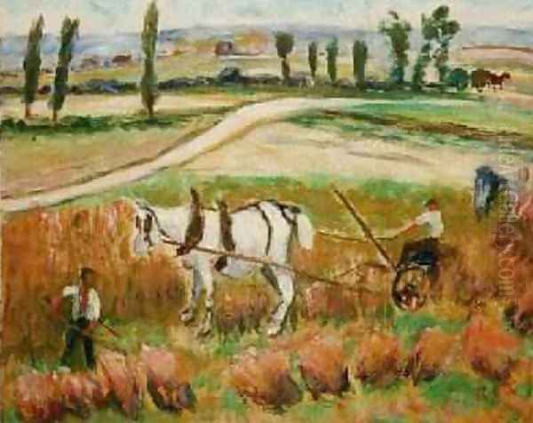 Harvesting with a White Horse Oil Painting by Roderic O'Conor