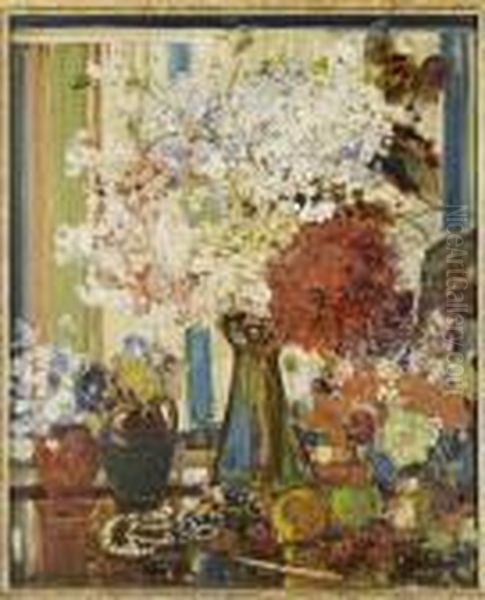 Still Life With Spring Flowers Oil Painting by James Kay