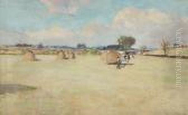 Haymaking Near Helensburgh Oil Painting by James Kay