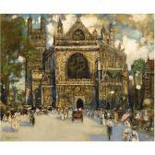 Sunday Morning, Exeter Cathedral Oil Painting by James Kay