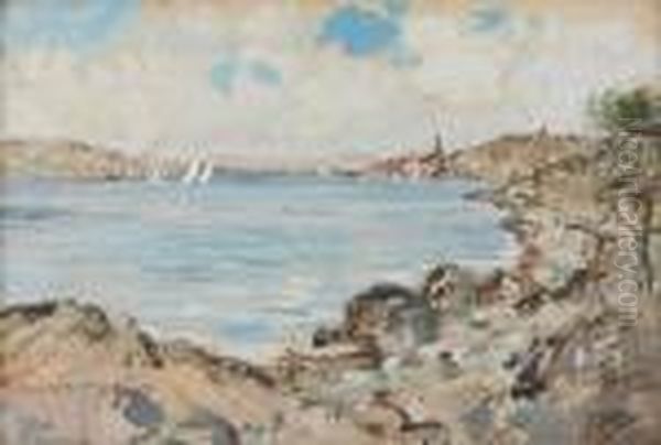 River Clyde From Lunderston Bay Oil Painting by James Kay