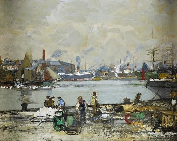 Clyde Docks Oil Painting by James Kay