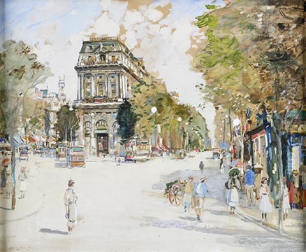 Boulevard St Martin, Paris Oil Painting by James Kay