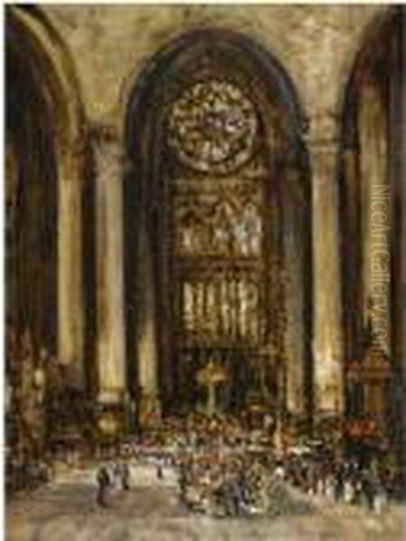 Cathedral Interior Oil Painting by James Kay