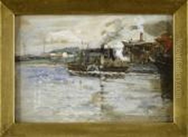 In Tow On The Clyde Oil Painting by James Kay