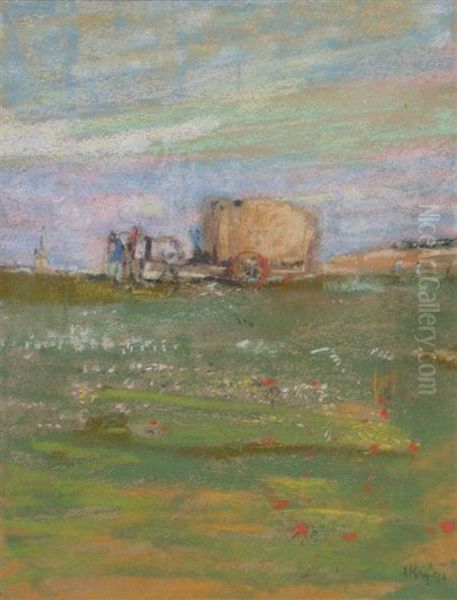 Gathering Hay Oil Painting by James Kay