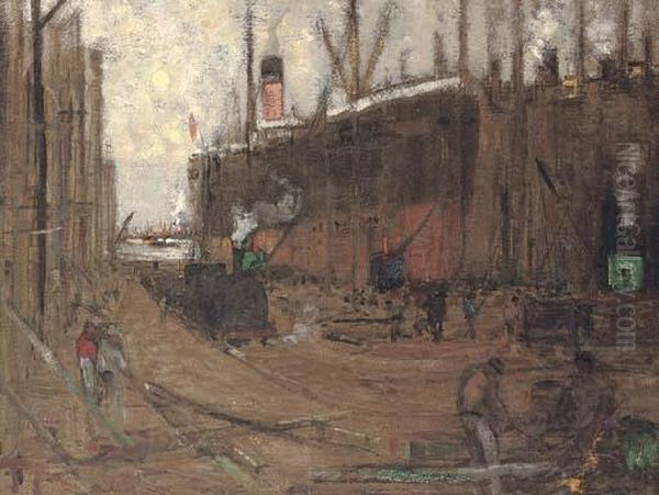 Shipyard On The Clyde Oil Painting by James Kay