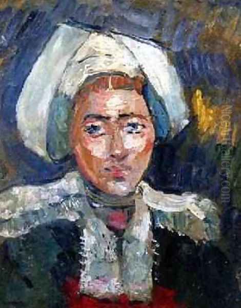 Head of a Breton Woman Oil Painting by Roderic O'Conor