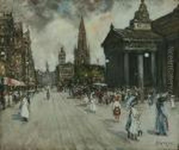 Princes Street, Edinburgh, Looking East Oil Painting by James Kay