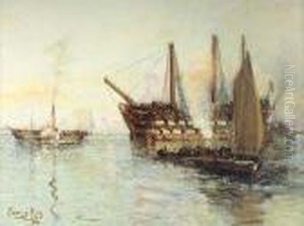 Last Moorings Off Liverpool Oil Painting by James Kay