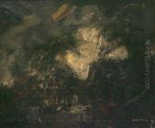 A Skirmish Oil Painting by James Kay