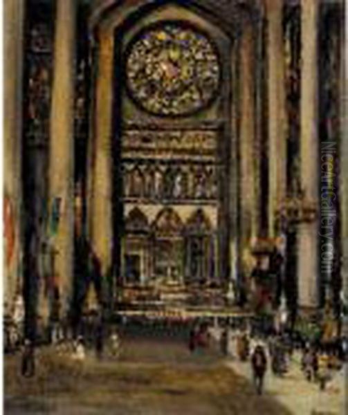 The Interior Of Rouen Cathedral Oil Painting by James Kay