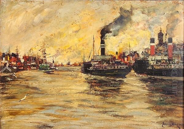 Shipping On The Clyde Oil Painting by James Kay