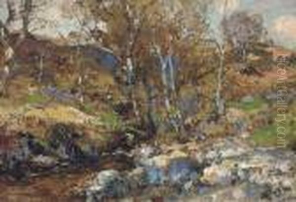 Woodland Scene Loch Long Oil Painting by James Kay