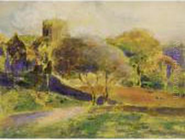 The Village Church Oil Painting by James Kay