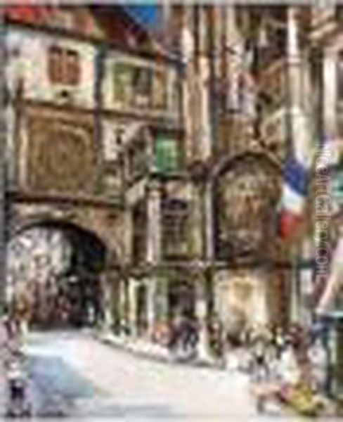 La Grosse Horloge, Rouen Oil Painting by James Kay