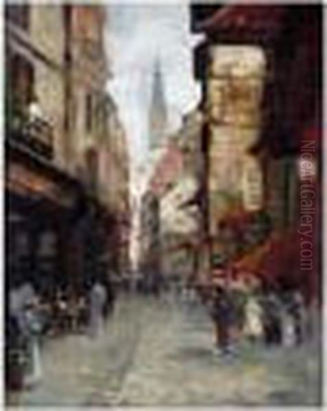 Rue Saint Romain, Rouen Oil Painting by James Kay