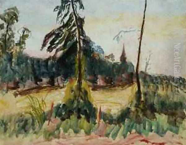 Landscape with Trees and a Small Church Oil Painting by Roderic O'Conor