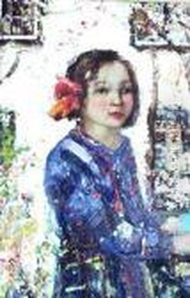 Portrait Study Of Violet Kay, The Artist's Daughter Oil Painting by James Kay