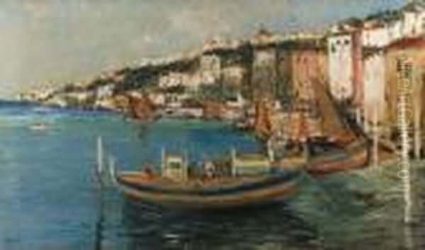 View Of The Bay Of Naples Oil Painting by James Kay