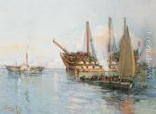 Her Last Moorings Off Liverpool Oil Painting by James Kay