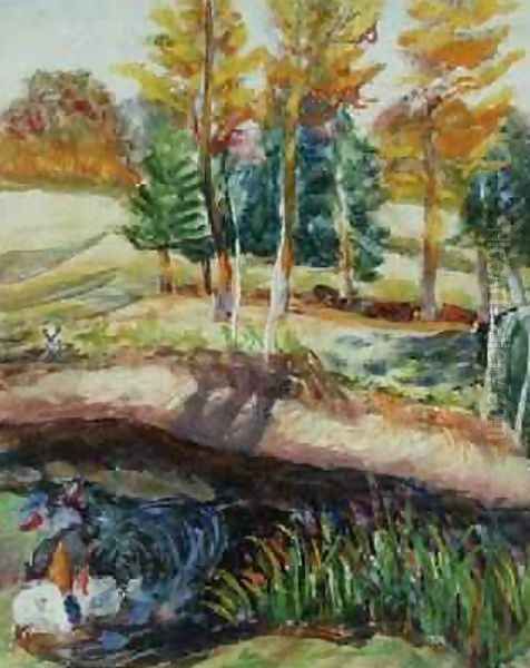 Three Washerwomen on the Banks of a River Oil Painting by Roderic O'Conor