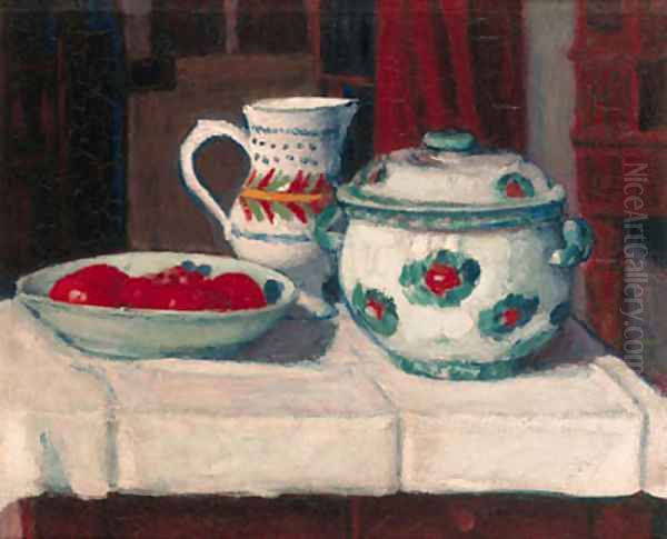 Still Life with Tureen, Jug and Dish Oil Painting by Roderic O'Conor