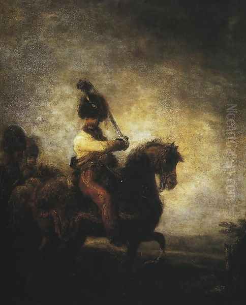 Uhlan on Horseback Oil Painting by Aleksander Orlowski