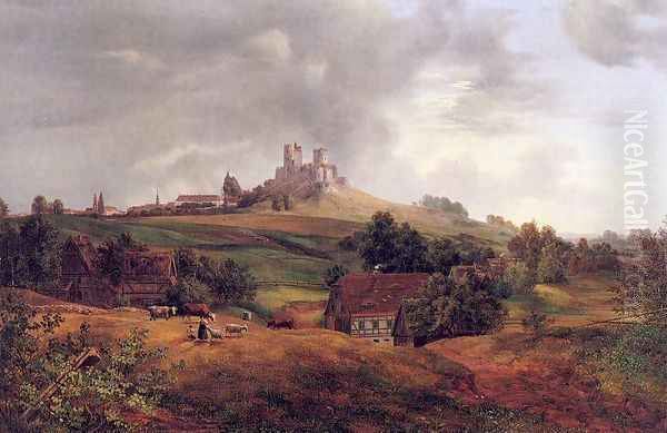 Stolpen Castle 1830 Oil Painting by Ernst Ferdinand Oehme