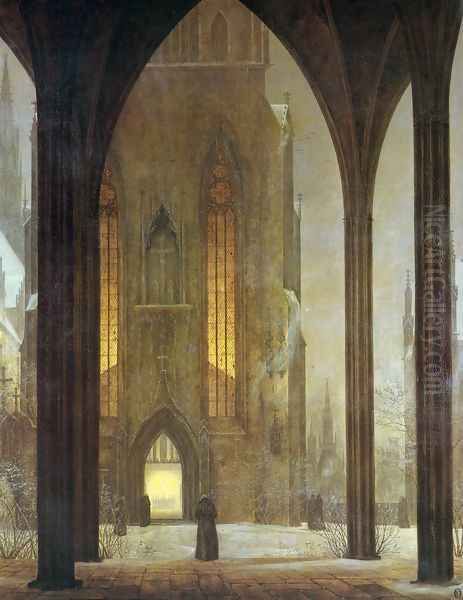 Cathedral in Winter 1821 Oil Painting by Ernst Ferdinand Oehme