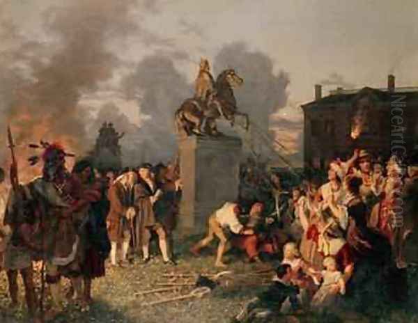 Pulling Down the Statue of King George III 1859 Oil Painting by Johannes Adam Simon Oertel