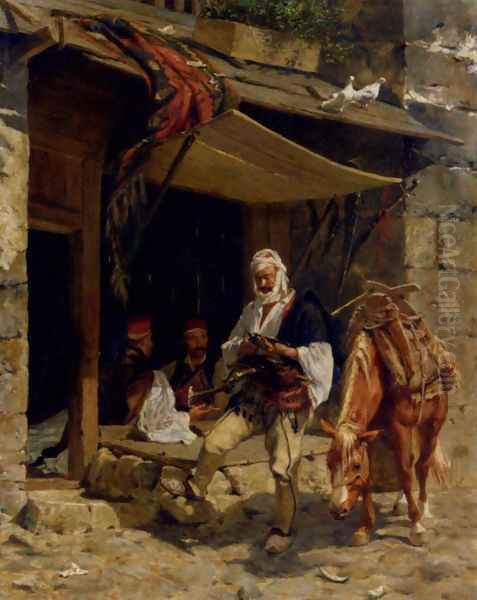 Ottoman Soldiers At Rest Oil Painting by Otto Didrik Ottesen